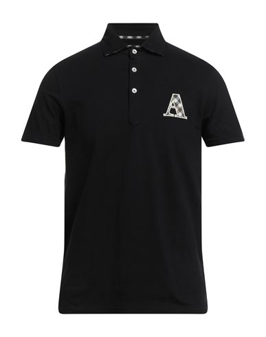 Aquascutum Man Polo Shirt Black Size L Cotton, Elastane