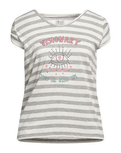Wildreamers Woman T-shirt Light Grey Size L Polyester, Linen In White