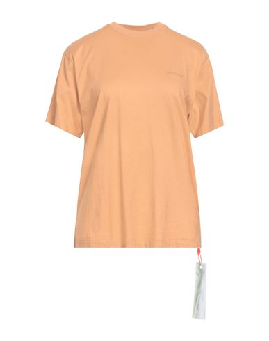 Off-white Woman T-shirt Sand Size L Organic Cotton, Elastane In Beige
