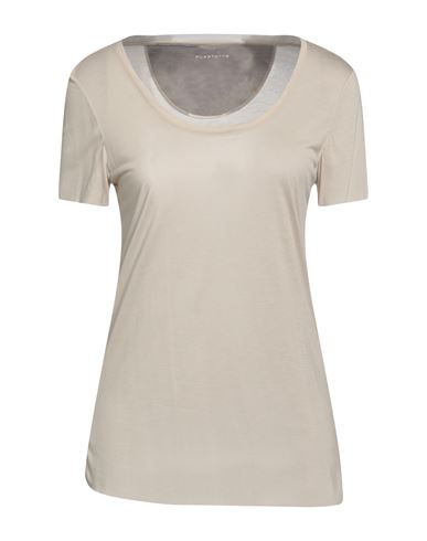 Purotatto Woman T-shirt Beige Size L Modal, Milk Protein Fiber
