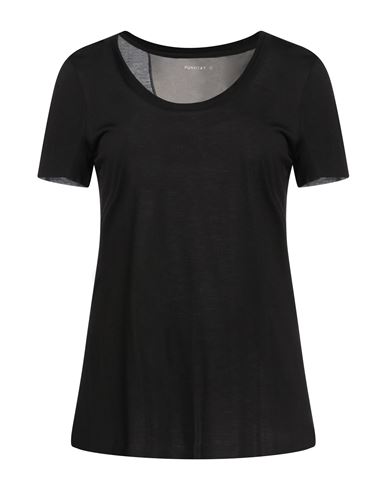 Purotatto Woman T-shirt Black Size M Modal, Milk Protein Fiber