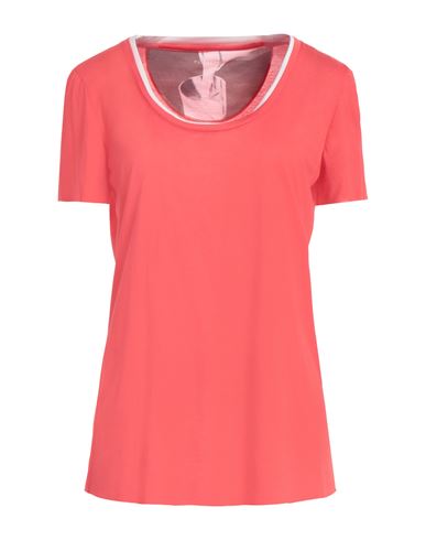 Purotatto Woman T-shirt Coral Size L Modal, Milk Protein Fiber In Orange