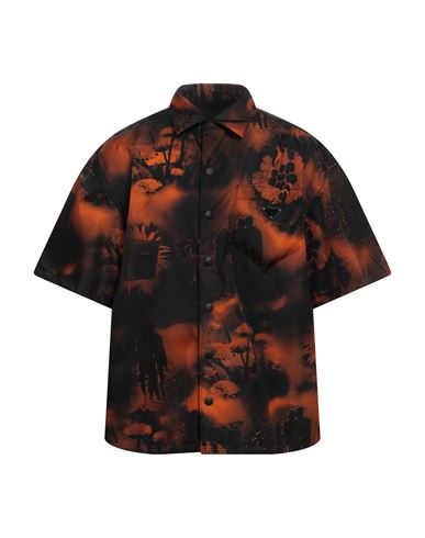 Prada Man Shirt Orange Size L Recycled Polyamide, Calfskin