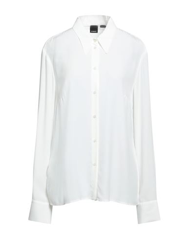 Pinko Woman Shirt White Size 12 Acetate, Silk
