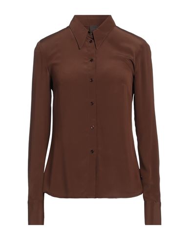 Pinko Woman Shirt Brown Size 2 Acetate, Silk