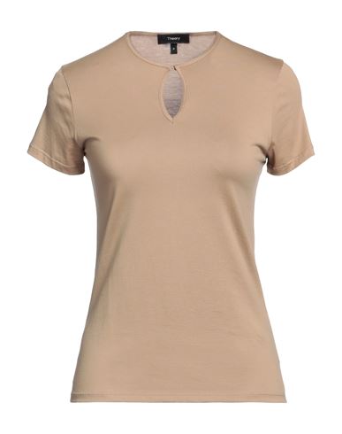 Theory Woman T-shirt Camel Size Xl Cotton In Beige