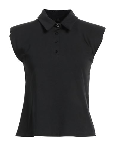 J'aime’ J'aime' Woman Polo Shirt Black Size S Cotton, Elastane