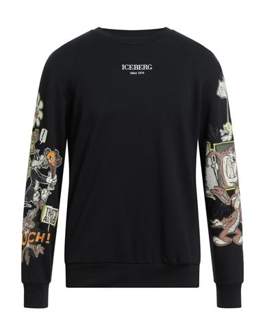 Iceberg Man Sweatshirt Black Size L Cotton, Polyester