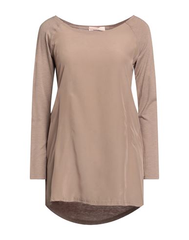 Francesca Ferrante Woman T-shirt Khaki Size S Viscose, Elastane In Beige