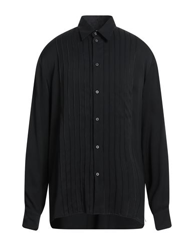 Nostrasantissima Man Shirt Black Size 42 Acetate, Silk, Elastane
