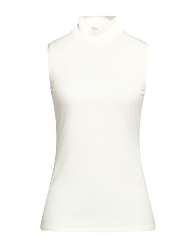 Theory Sleeveless Turtleneck Sweater In Ribbed Viscose In White