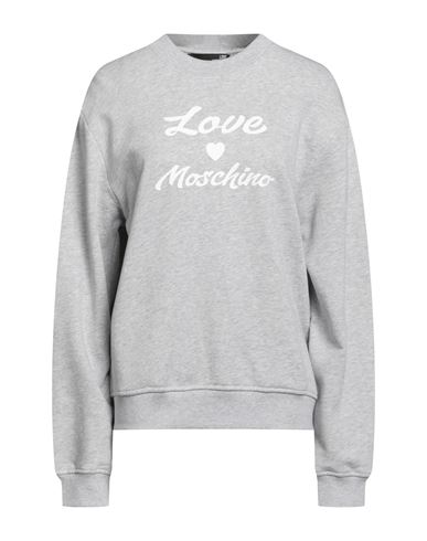 Love Moschino Woman Sweatshirt Light Grey Size 10 Cotton