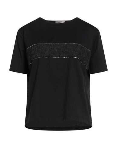 Herno Resort Woman T-shirt Black Size 6 Cotton, Elastane, Alpaca Wool, Polyamide, Wool