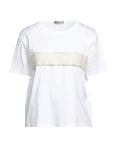 Herno Woman T-shirt White Size 6 Cotton, Elastane, Alpaca Wool, Polyamide, Wool