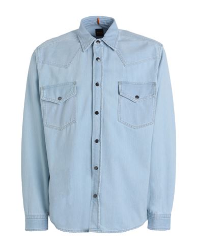 Shop Hugo Boss Boss Man Denim Shirt Blue Size Xs Cotton