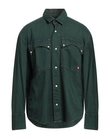 Amish Man Denim Shirt Dark Green Size Xxl Cotton