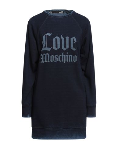 Love Moschino Woman Sweatshirt Midnight Blue Size 4 Cotton, Polyester