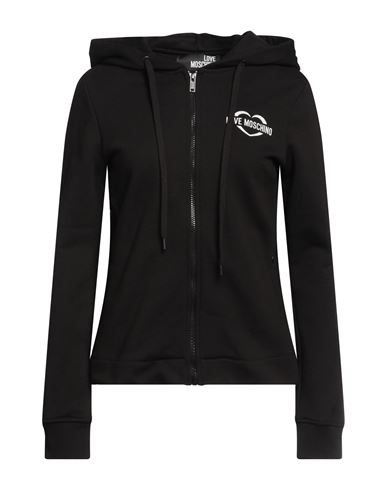 Love Moschino Woman Sweatshirt Black Size 6 Cotton, Elastane