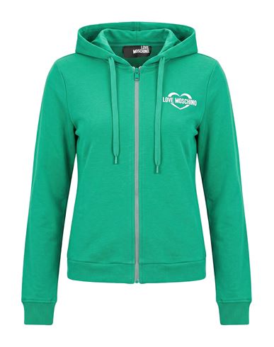 Love Moschino Woman Sweatshirt Green Size 8 Cotton, Elastane
