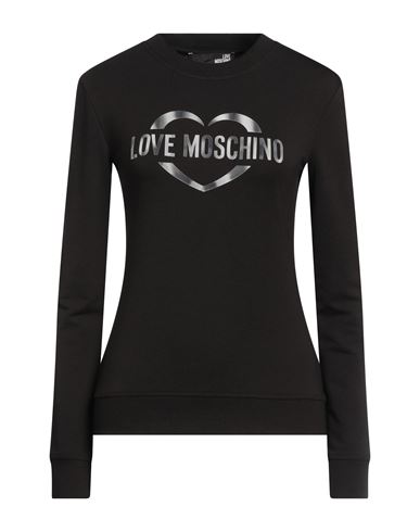 Love Moschino Woman Sweatshirt Black Size 8 Cotton, Modal, Elastane