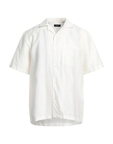 Theory Man Shirt White Size M Linen, Cotton