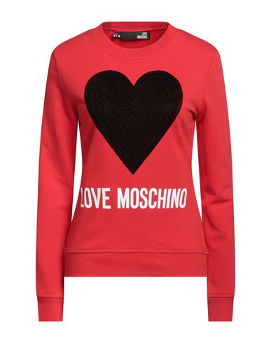 Love Moschino Woman Sweatshirt Red Size 2 Cotton, Elastane