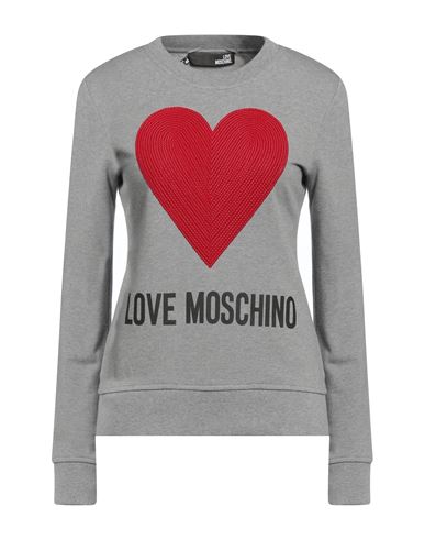 Love Moschino Woman Sweatshirt Grey Size 4 Cotton, Elastane