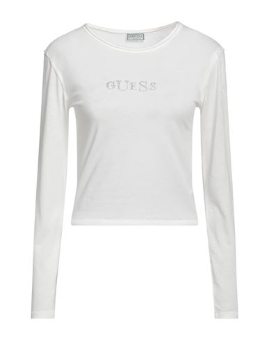 Guess Woman T-shirt Ivory Size Xl Cotton, Polyester In White