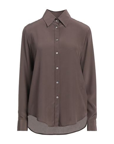 Camicettasnob Woman Shirt Dark Brown Size 4 Silk