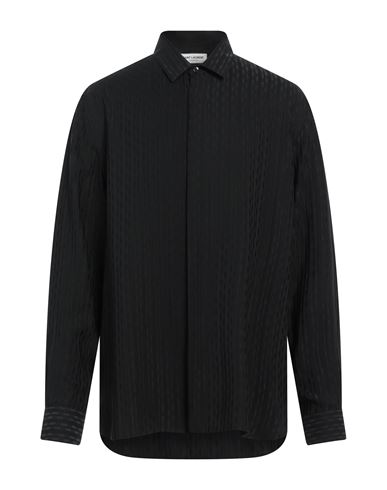 Saint Laurent Shirt In Dotted Silk Crepe De Chine In Black