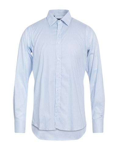 Alessandro Dell'acqua Man Shirt Azure Size 16 Cotton, Elastane In Blue