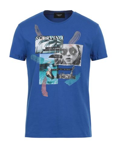 Scervino Man T-shirt Bright Blue Size Xxl Cotton, Elastane