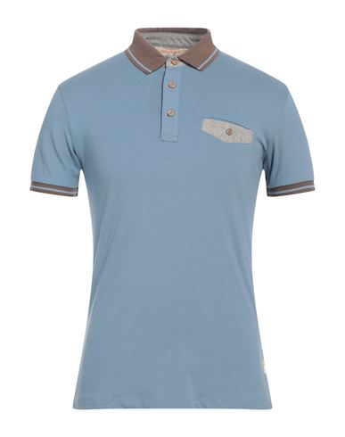 Yes Zee By Essenza Man Polo Shirt Light Blue Size S Cotton, Elastane