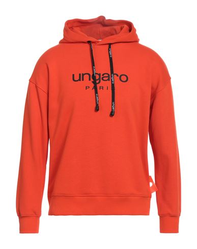Ungaro Man Sweatshirt Orange Size Xl Cotton, Polyester