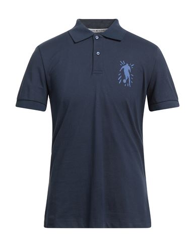 Bikkembergs Man Polo Shirt Navy Blue Size Xxl Cotton, Elastane