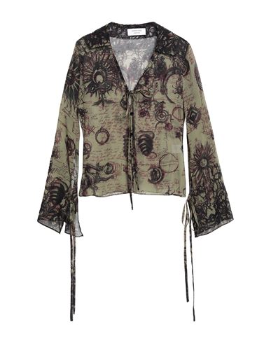 Marine Serre Woman Shirt Military Green Size M Viscose In Green