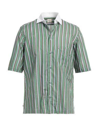 Mazzarelli Man Shirt Green Size 15 ½ Linen, Cotton