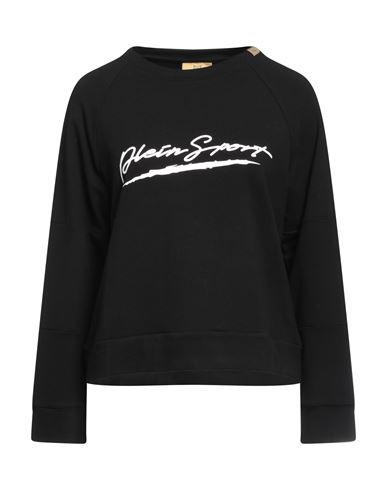 Plein Sport Woman Sweatshirt Black Size S Cotton, Elastane