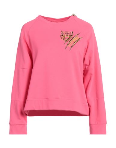 Plein Sport Woman Sweatshirt Pink Size L Cotton, Elastane