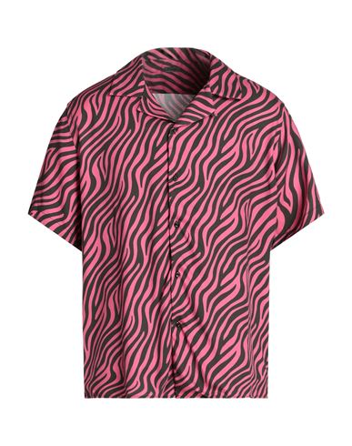 8 By Yoox Printed Viscose Collar Camp Shirt Man Shirt Magenta Size Xxl Viscose