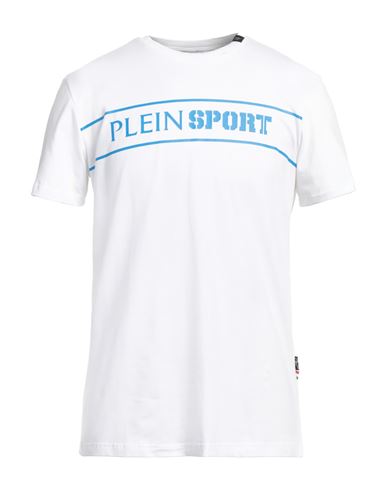 PLEIN SPORT PLEIN SPORT MAN T-SHIRT WHITE SIZE S COTTON, ELASTANE