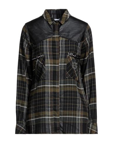 Gaelle Paris Gaëlle Paris Woman Shirt Military Green Size 10 Cotton, Viscose, Polyester, Wool, Polyurethane