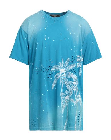 Domrebel Man T-shirt Azure Size Xl Cotton In Blue