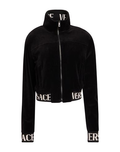 Versace Woman Sweatshirt Black Size 2 Cotton, Polyamide, Wool, Elastane