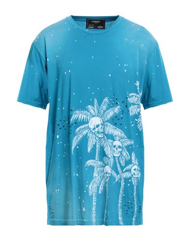 Domrebel Man T-shirt Azure Size Xl Cotton In Blue