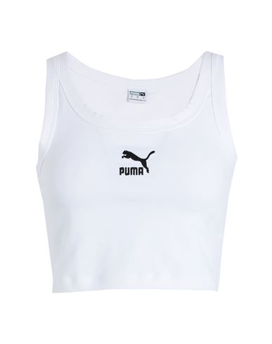 Shop Puma Classics Crop Top Woman Top White Size L Cotton, Elastane