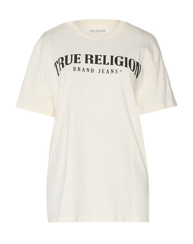True Religion Woman T-shirt Cream Size M/l Cotton In White