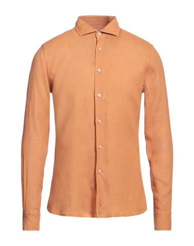 Xacus Man Shirt Ocher Size 15 ½ Linen In Yellow