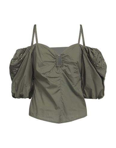 Pinko Woman Top Military Green Size 10 Cotton, Aluminum