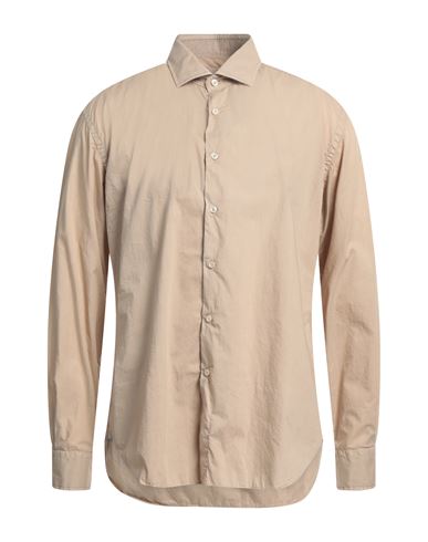 Xacus Man Shirt Sand Size 17 Cotton In Beige